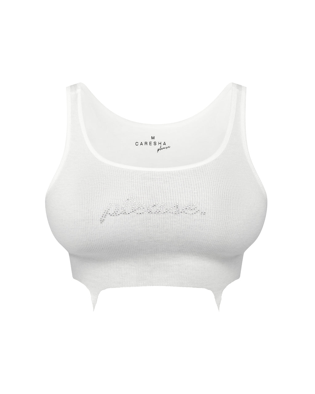 Please Rhinestone Crop - White
