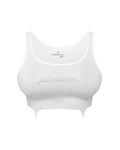 Please Rhinestone Crop - White