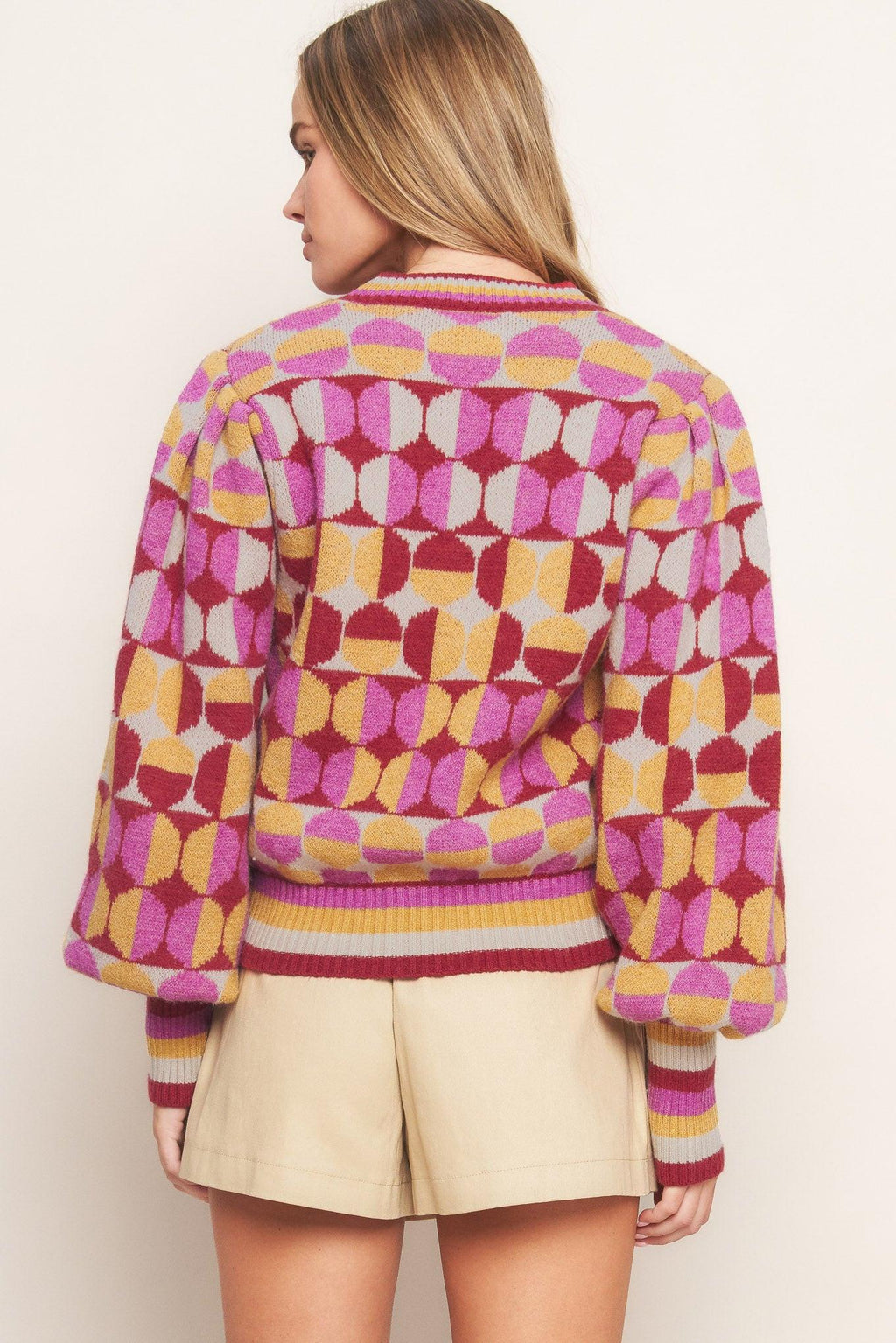 CHEER YOU ON JACQUARD SWEATER TOP