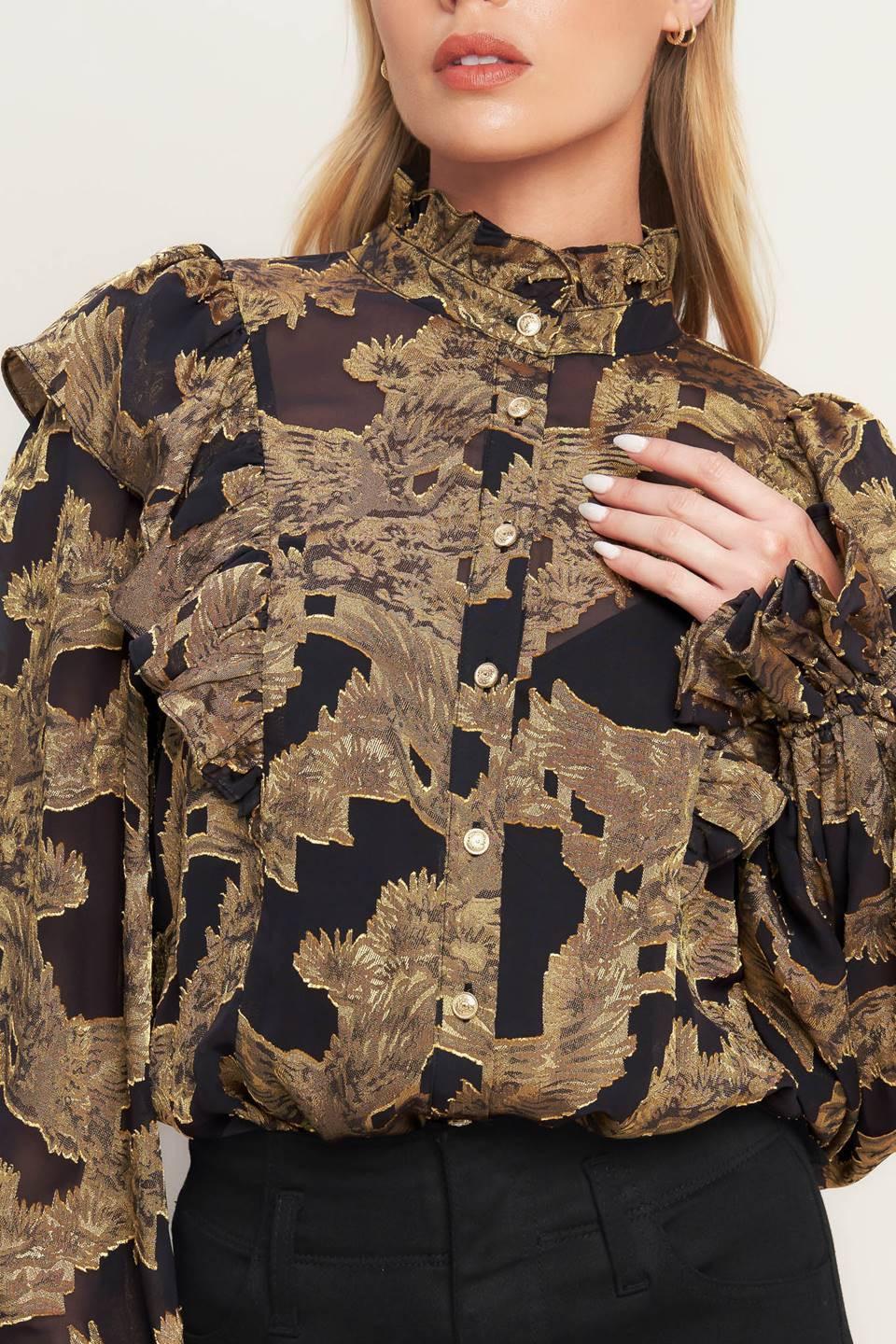 SHADOW GLINT WOVEN TOP
