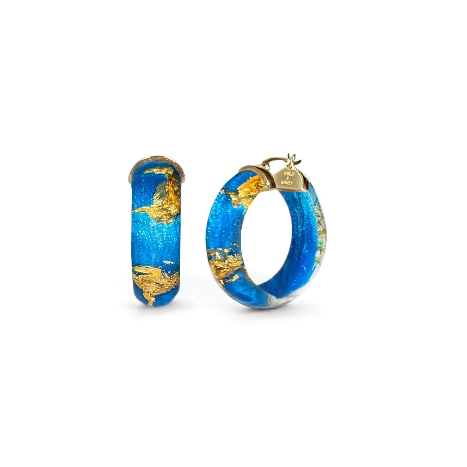 Mini Gold Leaf Lucite Hoop Earrings