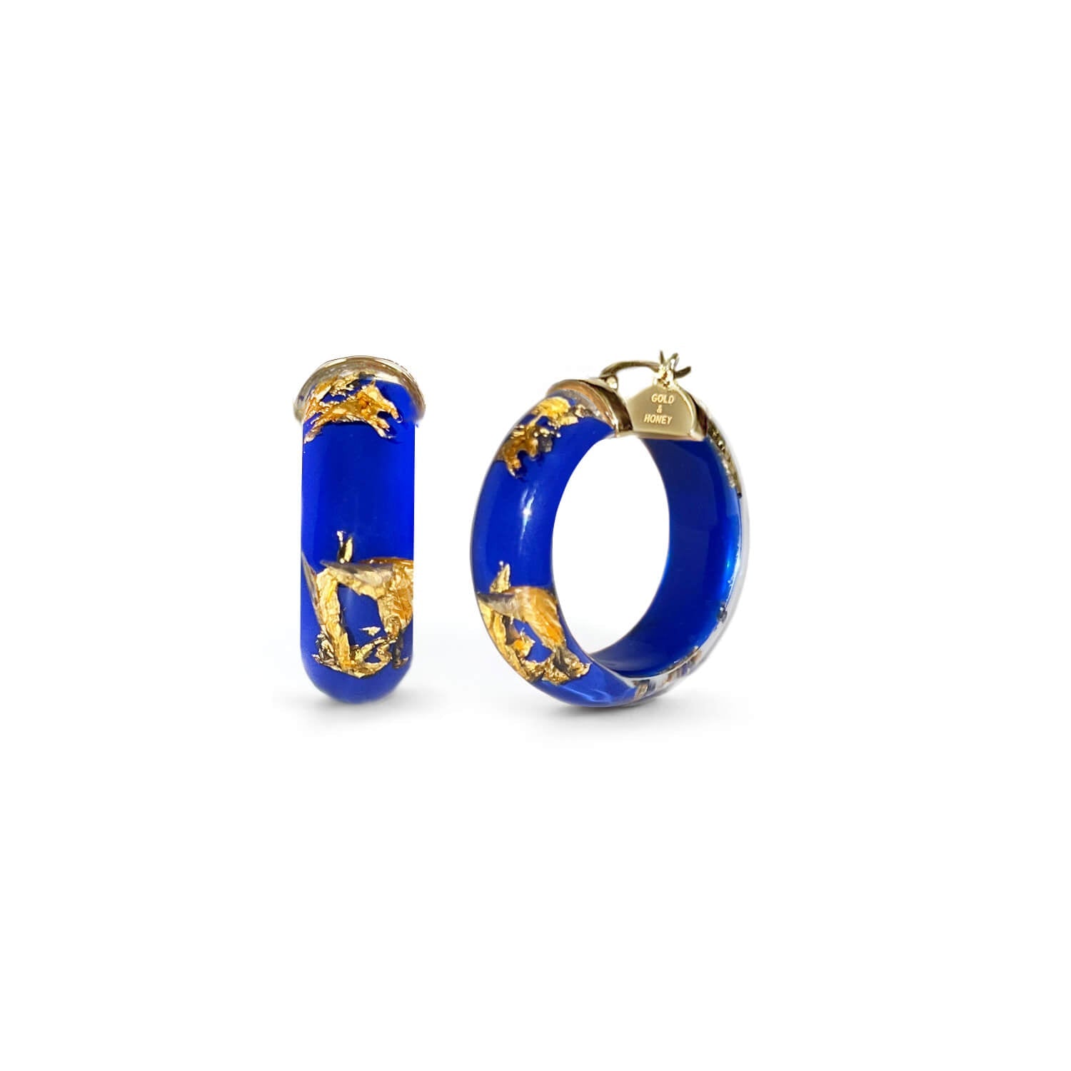 Mini Gold Leaf Lucite Hoop Earrings
